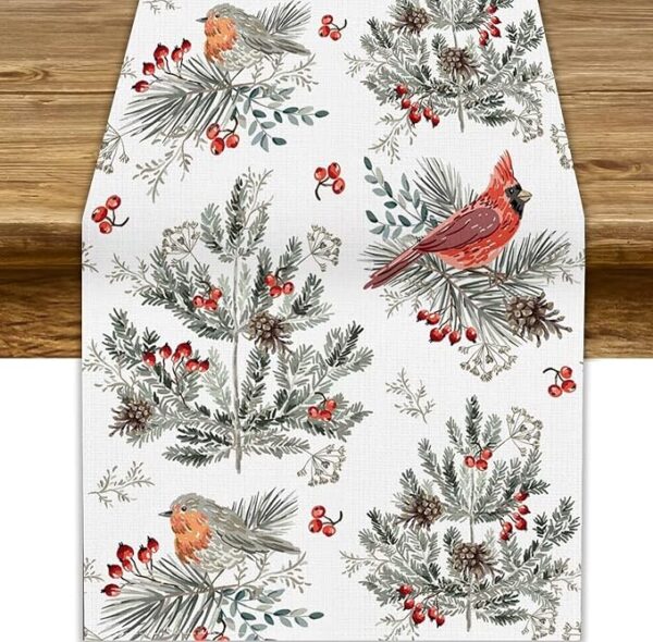 Christmas Red Bird Table Runner