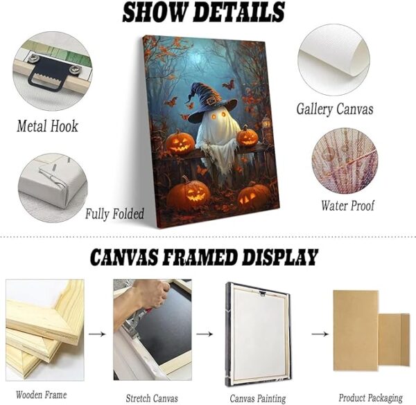 Friendly Ghost Halloween Canvas - 12x16in - Image 3