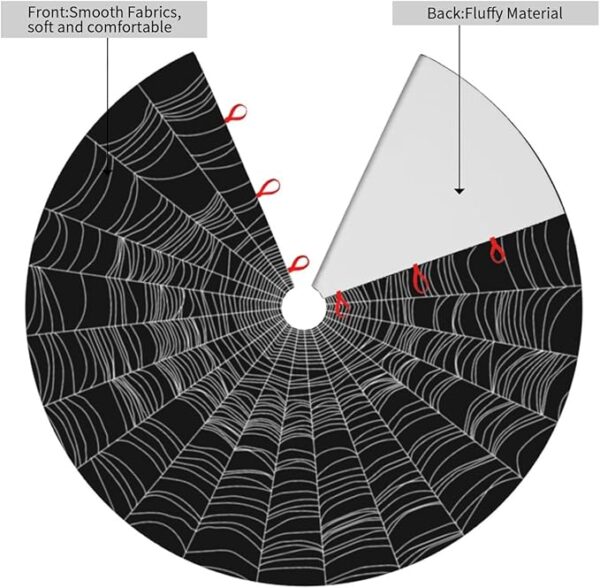 36" Spider Web Tree Skirt – Black & White Halloween Decor - Image 3