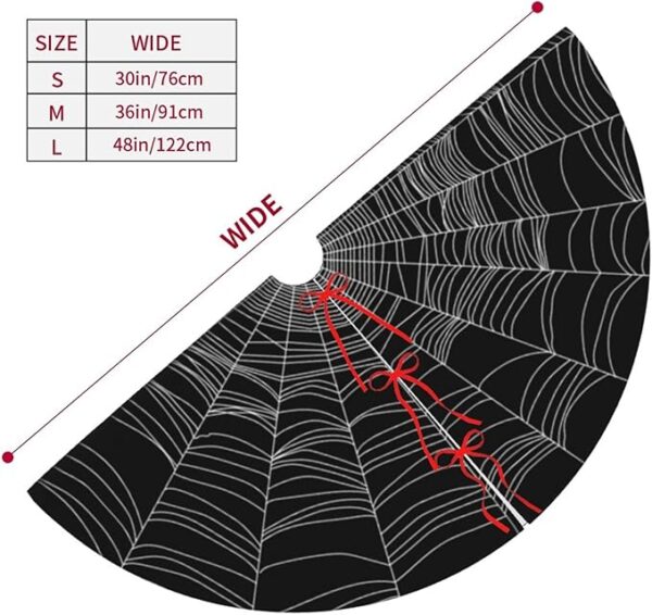 36" Spider Web Tree Skirt – Black & White Halloween Decor - Image 4
