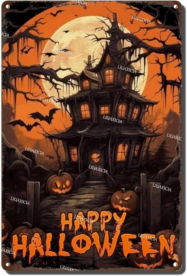 Happy Halloween Pumpkin Tin Sign - 8"x12"