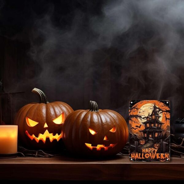 Happy Halloween Pumpkin Tin Sign - 8"x12" - Image 2