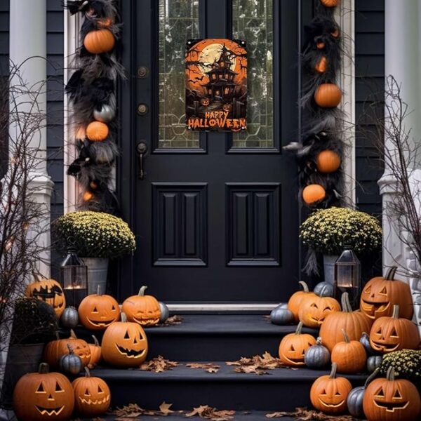 Happy Halloween Pumpkin Tin Sign - 8"x12" - Image 4