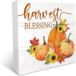 Fall Wood Box Sign - Harvest Blessing (7x7in)