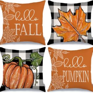 Buffalo Plaid Pumpkin Pillow Covers - 4 Pack