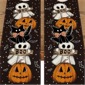 Halloween Polka Dot Ghost Table Runner - 2PCS (13x72in)