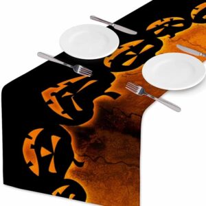Halloween Evil Pumpkin Table Runner - 13x72in