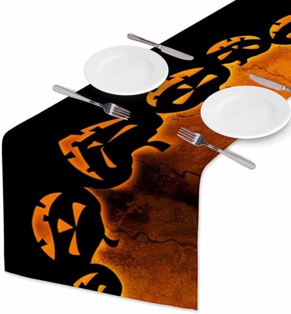 Halloween Evil Pumpkin Table Runner - 13x72in