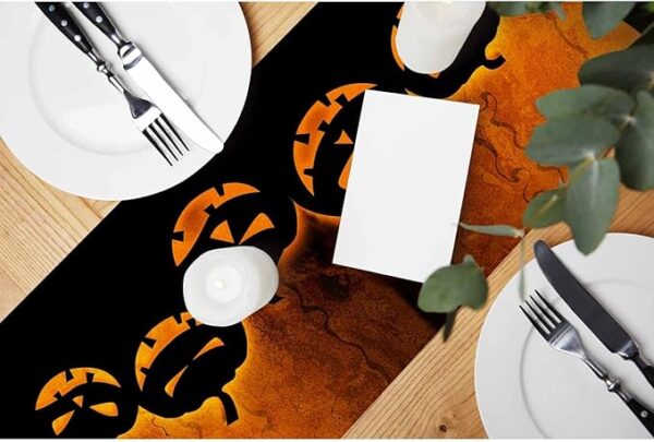Halloween Evil Pumpkin Table Runner - 13x72in - Image 2
