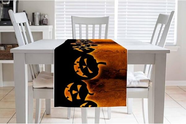Halloween Evil Pumpkin Table Runner - 13x72in - Image 3