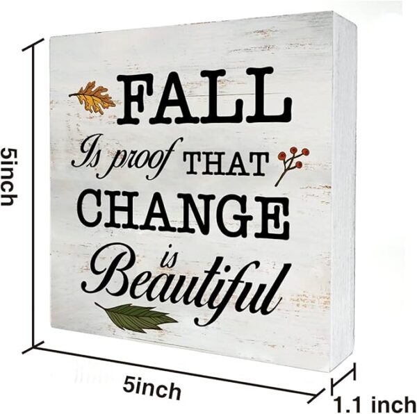 Rustic Fall Wood Box Sign – 5"x5" Farmhouse Autumn Decor - Image 2
