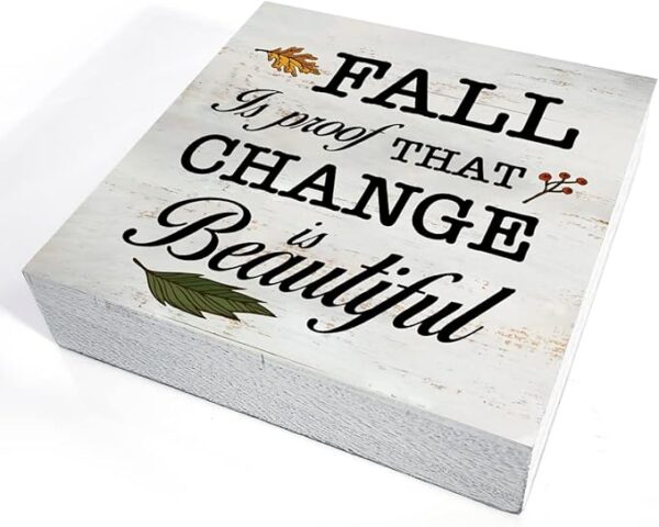 Rustic Fall Wood Box Sign – 5"x5" Farmhouse Autumn Decor - Image 3
