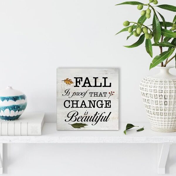 Rustic Fall Wood Box Sign – 5"x5" Farmhouse Autumn Decor - Image 4