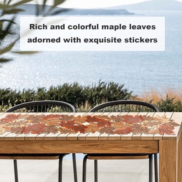 Fall Harvest Table Runner – 13"x70" Embroidered Maple Leaf Decor - Image 3