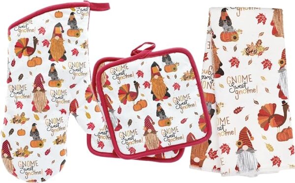 Fall Kitchen Linen Set - Maple, Gnome & Turkey