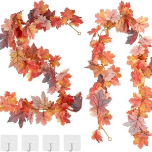2-Pack Fall Leaf Garland – 5.7ft 3D Maple Leaves for Home & Thanksgiving Decor