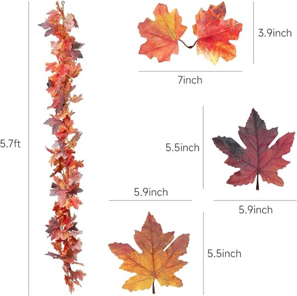2-Pack Fall Leaf Garland – 5.7ft 3D Maple Leaves for Home & Thanksgiving Decor - Image 3