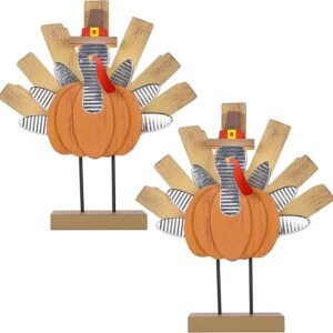 2-Pack Wooden Turkey Decor – Indoor Thanksgiving Centerpieces