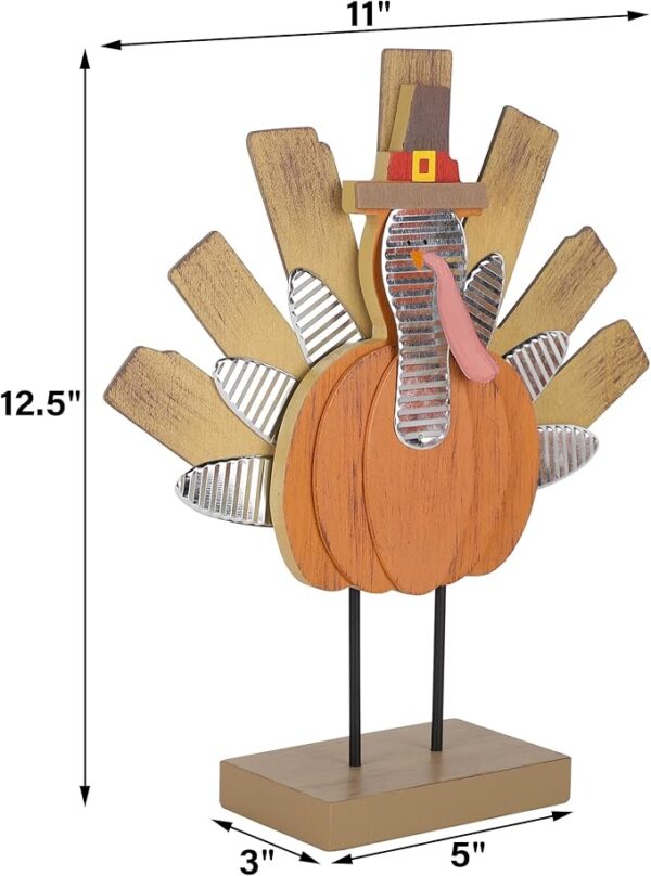 2-Pack Wooden Turkey Decor – Indoor Thanksgiving Centerpieces - Image 3