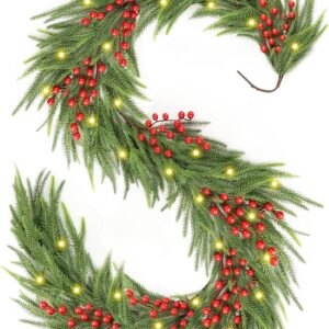 9ft Lighted Norfolk Pine Christmas Garland