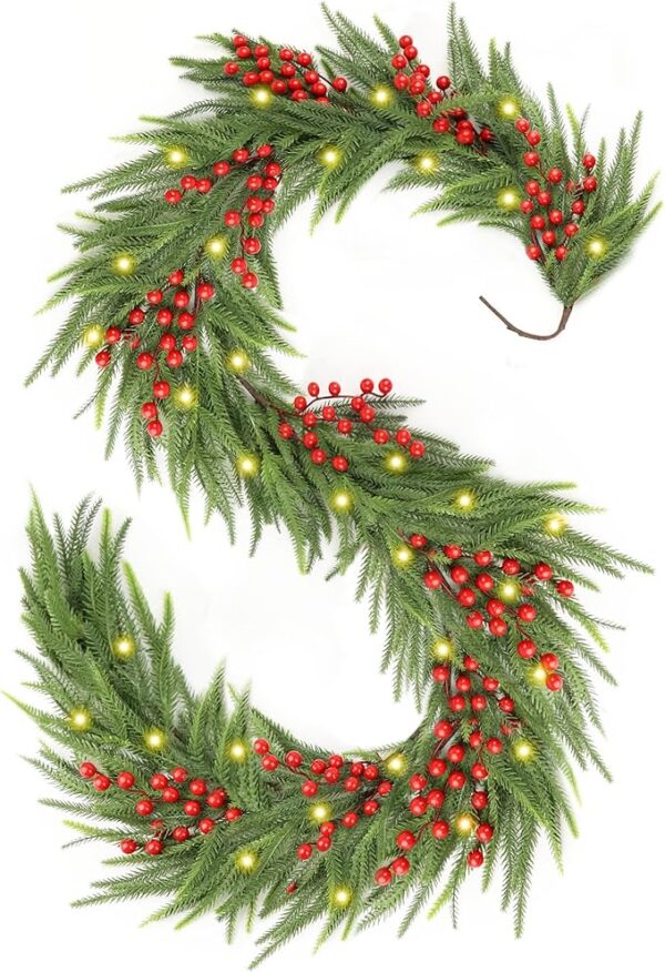 9ft Lighted Norfolk Pine Christmas Garland