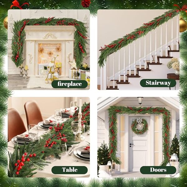 9ft Lighted Norfolk Pine Christmas Garland - Image 4
