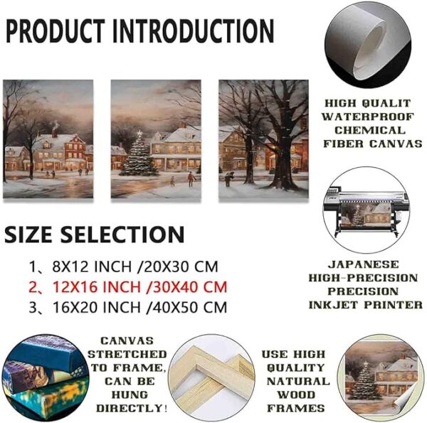 Cozy Winter Scene Triptych Canvas Art - 12x16in - Image 2