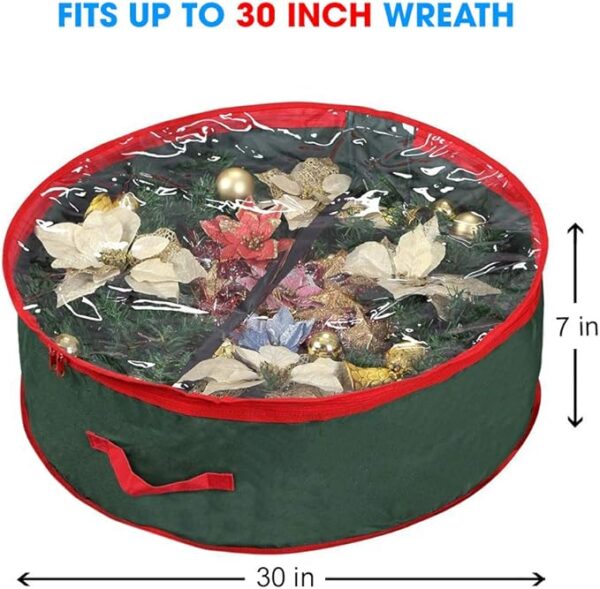 30" Wreath Storage Bag with Clear Window - Green - Image 2