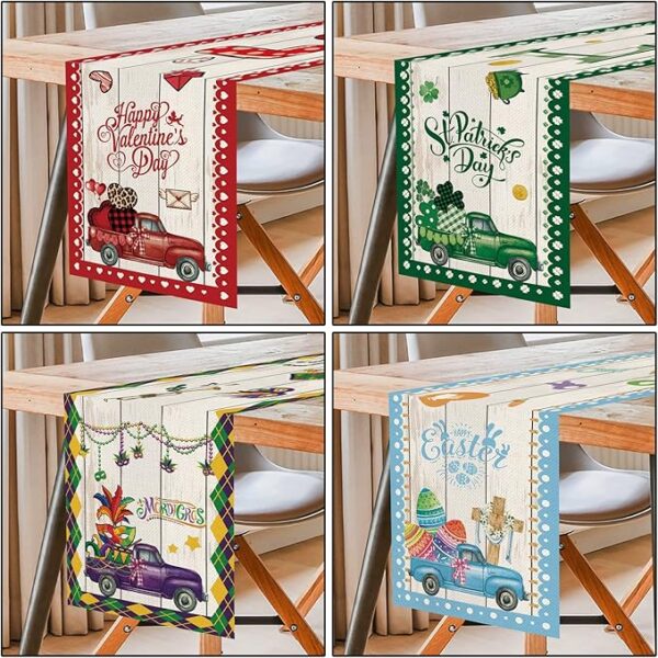 8 Pcs Holiday Truck Table Runners - 72 Inch - Image 3