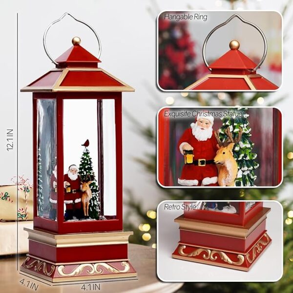 12" Musical Santa Snow Globe Lantern - Image 2