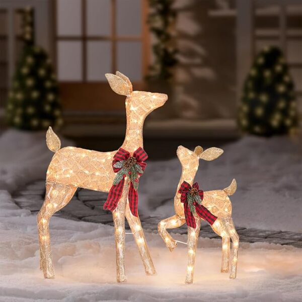 Lighted Reindeer Christmas Decor - 2 Pc Set - Image 2
