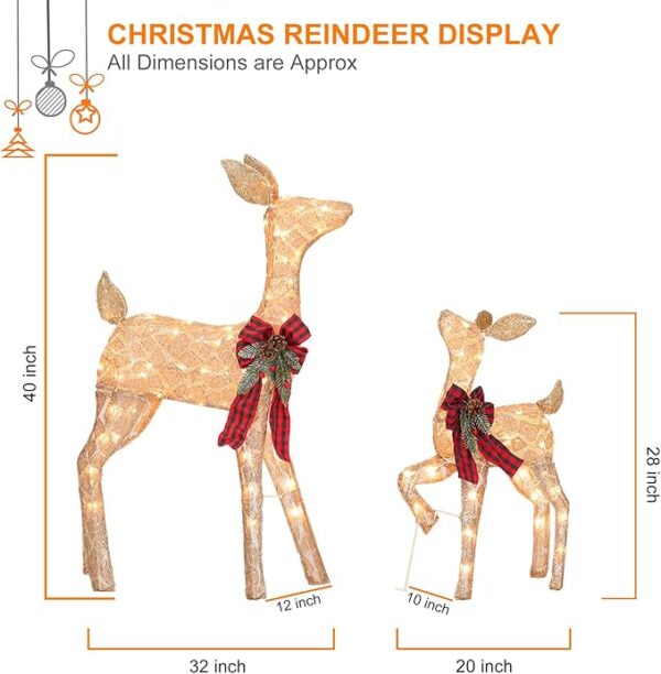 Lighted Reindeer Christmas Decor - 2 Pc Set - Image 3