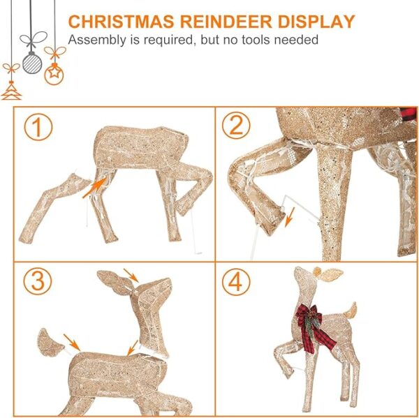 Lighted Reindeer Christmas Decor - 2 Pc Set - Image 4