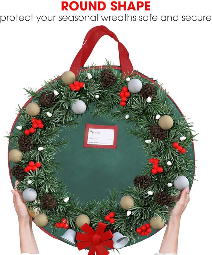 24" Christmas Wreath Storage Bag - Green - Image 4
