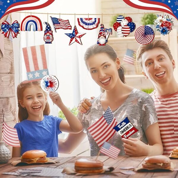 36-Pc 4th of July Wooden Ornaments - Image 4