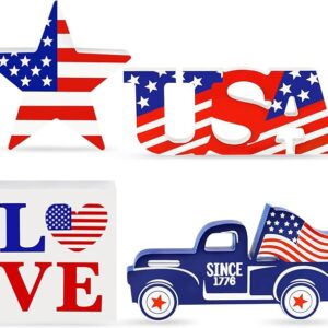 4-Pc Patriotic Wooden Star Car Signs