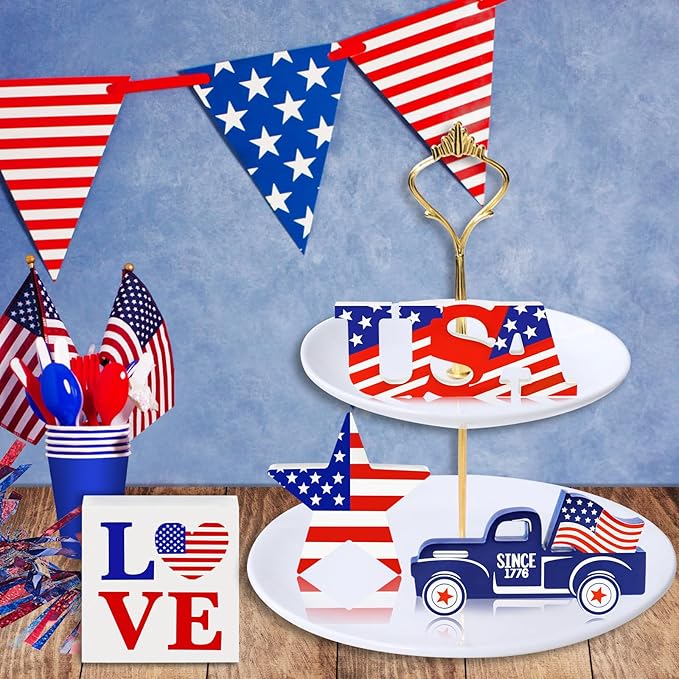 4-Pc Patriotic Wooden Star Car Signs - Image 3