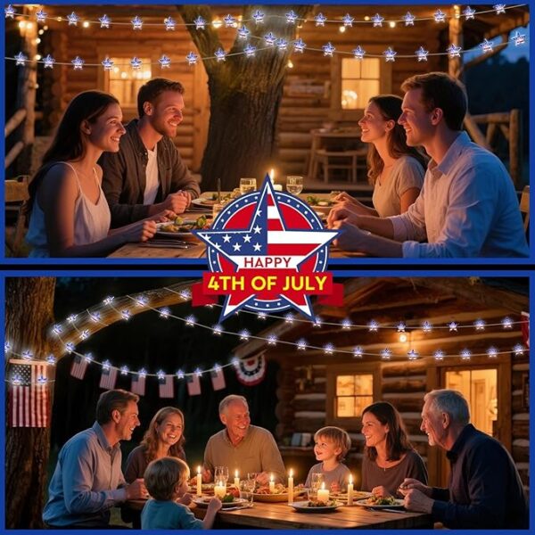 2-Pack 4th of July Star Lights - 19.6FT (8 Modes & Timer) - Image 3