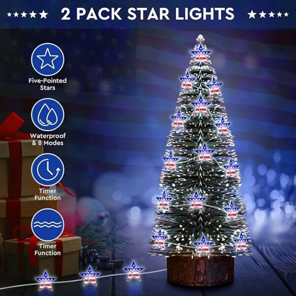2-Pack 4th of July Star Lights - 19.6FT (8 Modes & Timer) - Image 4