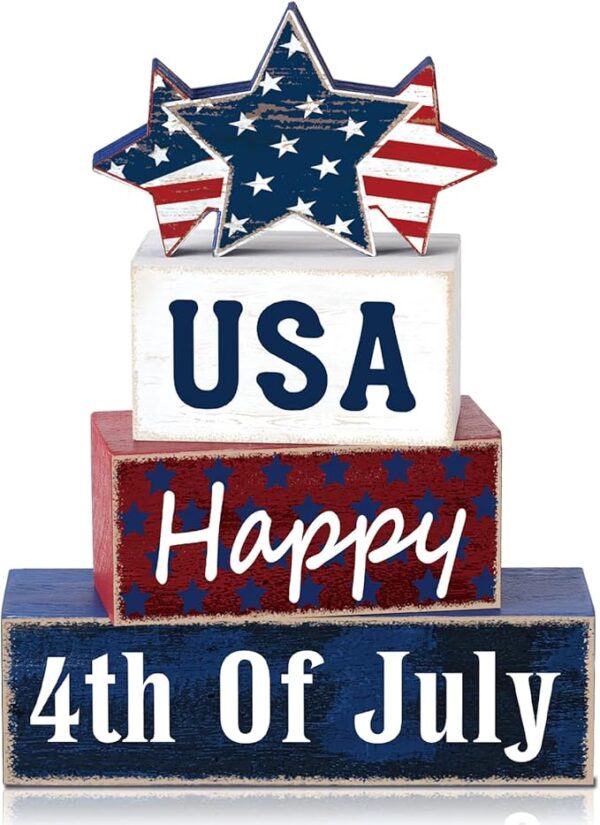 4-Pc Farmhouse 4th of July Wood Signs
