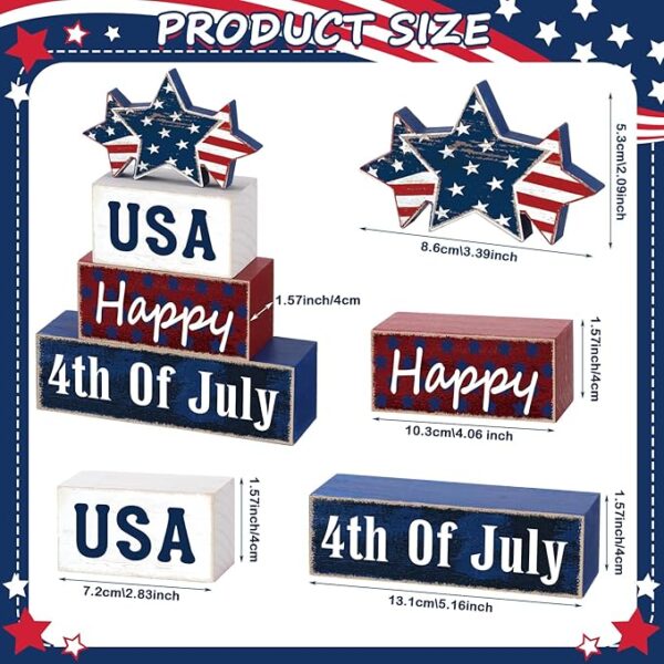 4-Pc Farmhouse 4th of July Wood Signs - Image 2