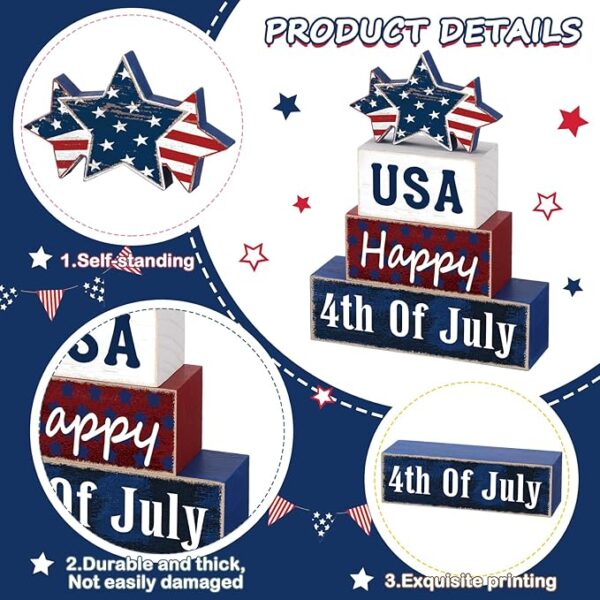 4-Pc Farmhouse 4th of July Wood Signs - Image 3