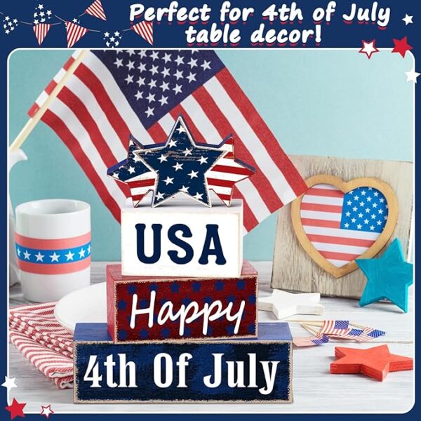 4-Pc Farmhouse 4th of July Wood Signs - Image 4