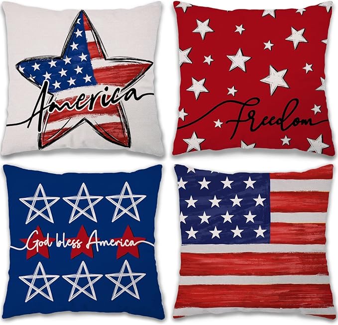 4th of July Pillow Covers 18x18 - Set of 4