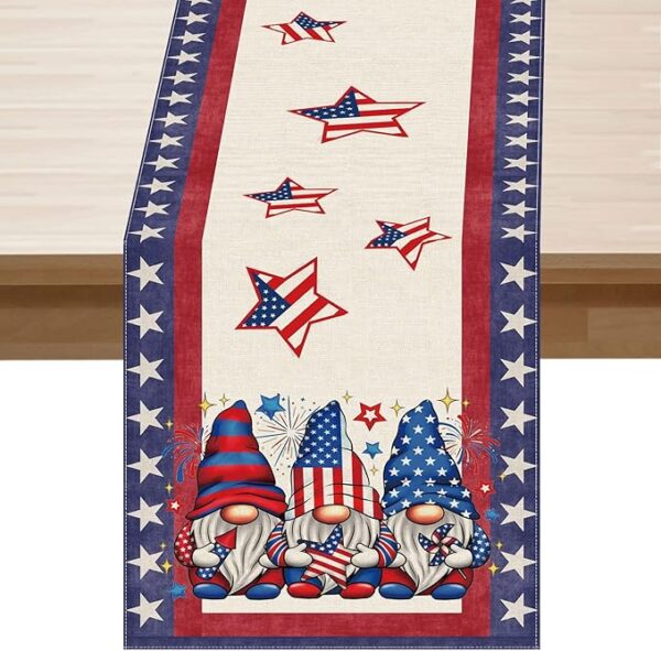 4th of July Gnome Table Runner - 13x72 Inch