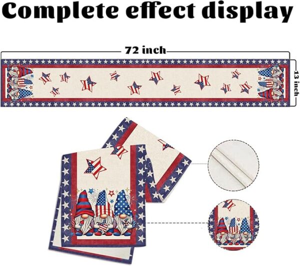 4th of July Gnome Table Runner - 13x72 Inch - Image 4