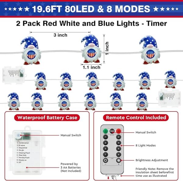 2-Pack 4th of July LED Lights - 19.6FT (8 Modes & Timer) - Image 2