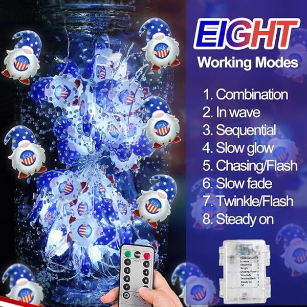 2-Pack 4th of July LED Lights - 19.6FT (8 Modes & Timer) - Image 4