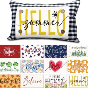 Interchangeable Seasonal Throw Pillow Cover - 12 Panels