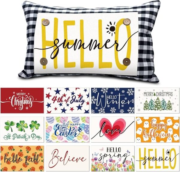 Interchangeable Seasonal Throw Pillow Cover - 12 Panels